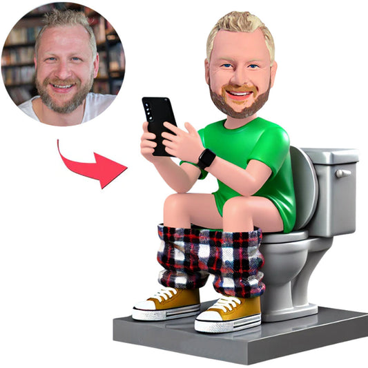 Green Shirt Man On The Toilet Custom Bobbleheads