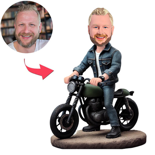 Cool Man On Motorcycle Custom Bobbleheads