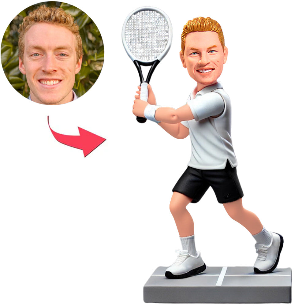 Happy Male Tennis Player Custom Bobbleheads