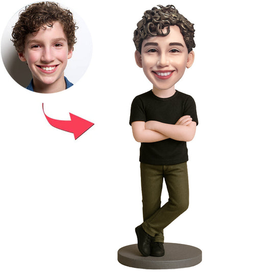 Boy in Black Shirt Custom Bobbleheads