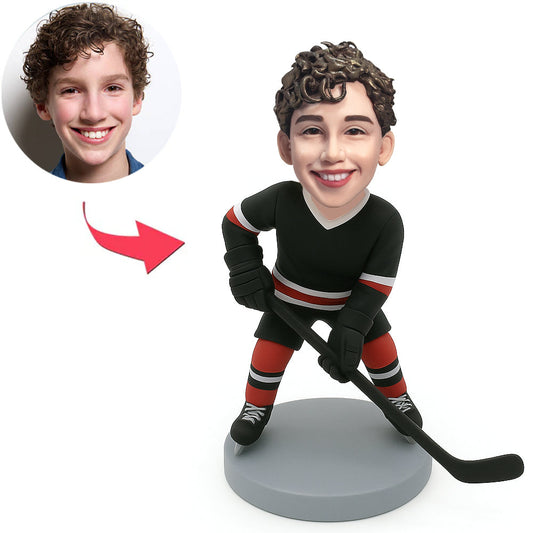 Little Boy Playing Ice Hockey Custom Bobbleheads