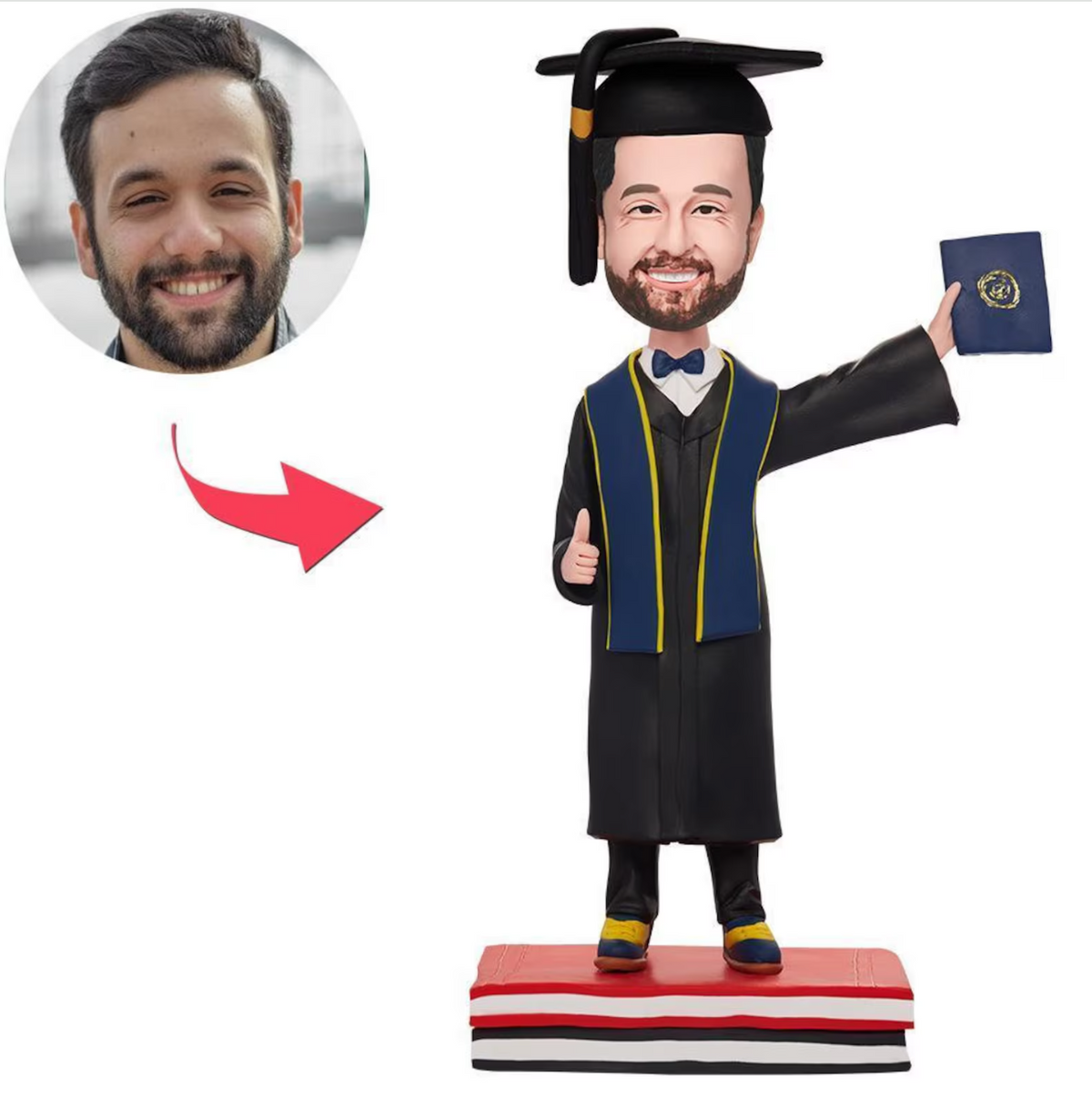 Graduation Man Hold Diploma Custom Bobbleheads