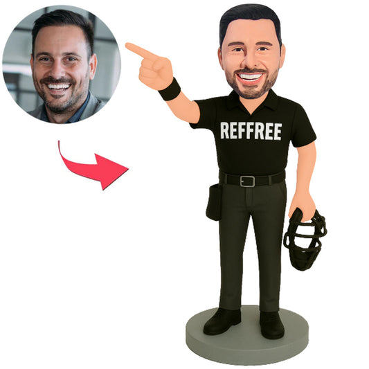 Baseball Umpire in Black Shirt Custom Bobbleheads