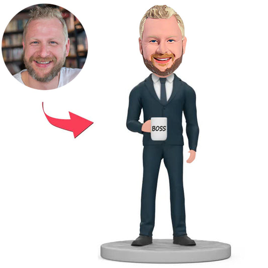 Boss in Gray Blue Suit Custom Bobbleheads