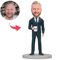 Boss in Gray Blue Suit Custom Bobbleheads