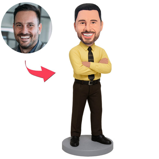 Business Man in Yellow Shirt Custom Bobbleheads