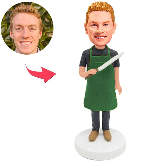 Chef Holding Knife Custom Bobbleheads