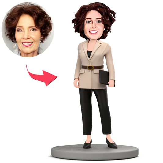 Business Woman Holding Documents Custom Bobbleheads