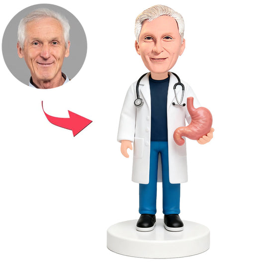 Gastroenterology Doctor Holding Stomach Model Custom Bobbleheads