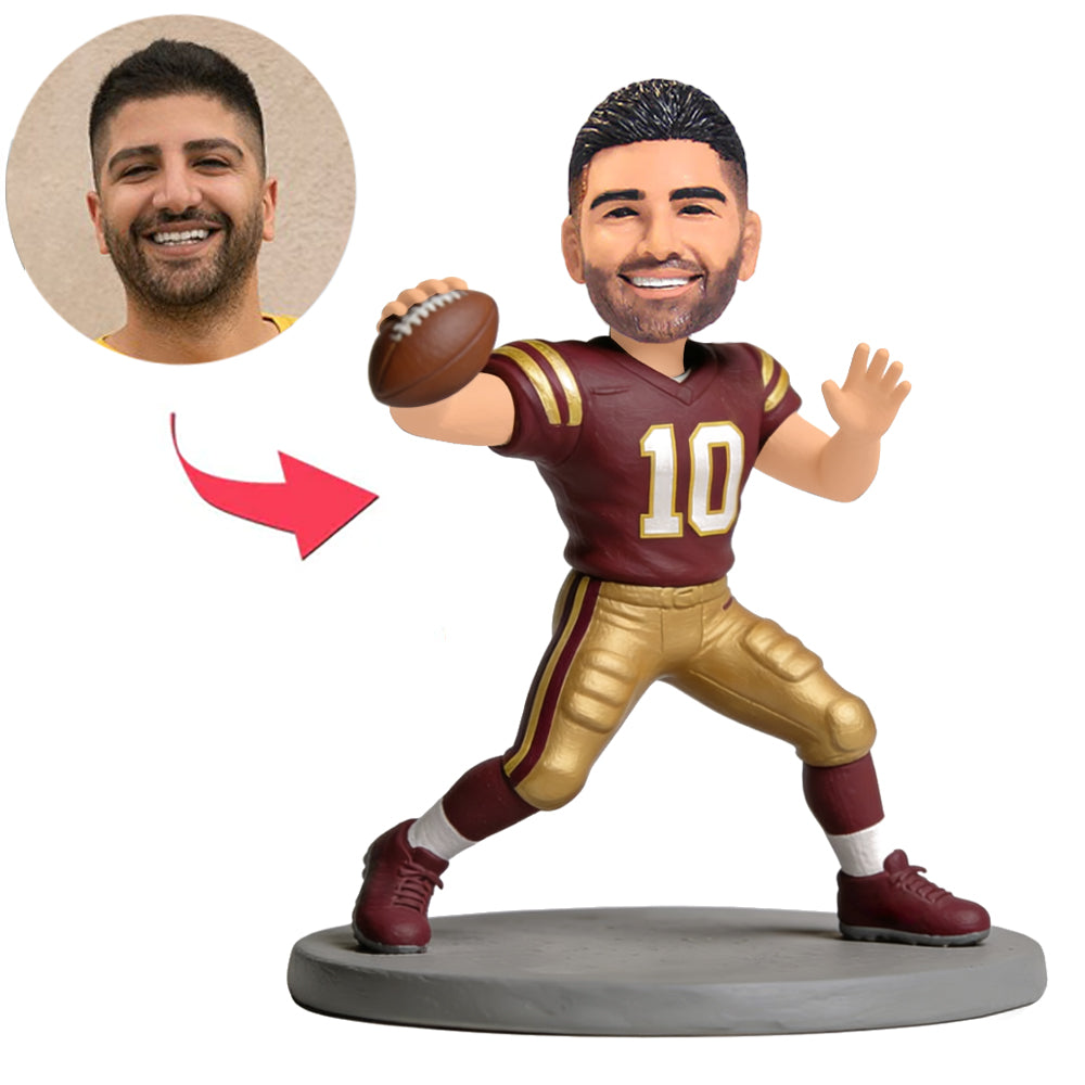 Handsome Football Player Pitching Custom Bobbleheads