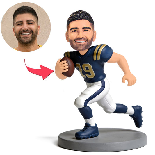 Blue Rugby Jersey Player Custom Bobbleheads