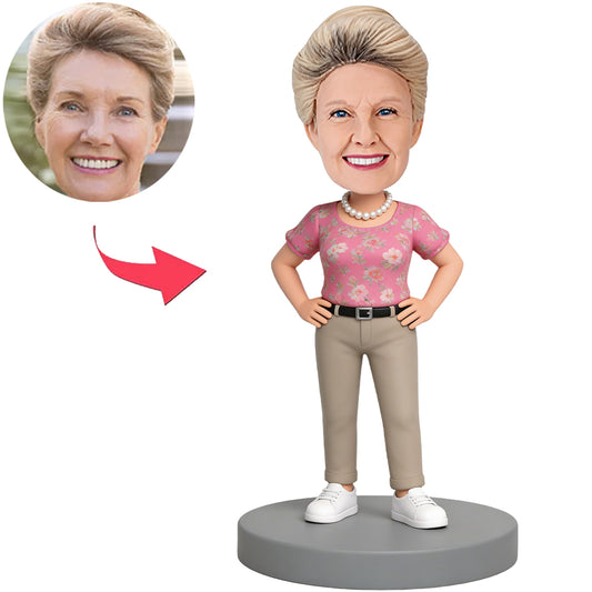 Floral Pattern T-Shirt Mom Custom Bobbleheads