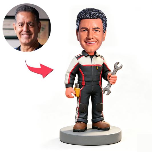 Male Mechanic Holding Wrench Custom Bobbleheads
