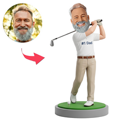 Male Golf Dad Taking a Swing Custom Bobbleheads