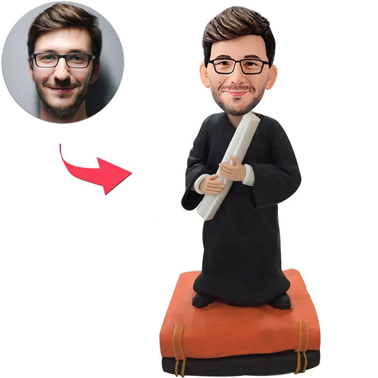 Male Graduate with Books Custom Bobbleheads