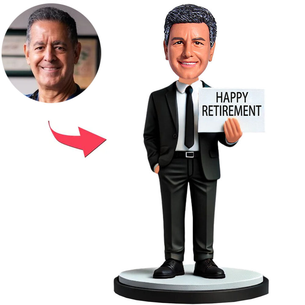 Happy Retirement Business Man Custom Bobbleheads
