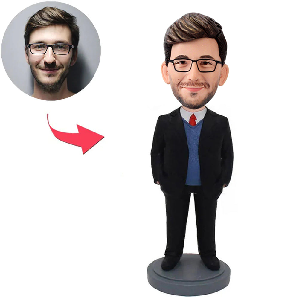 Lawyer Business Man with Black Suit Custom Bobblehead
