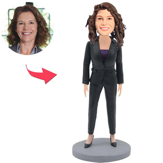 Black Suit Female Boss Custom Bobbleheads