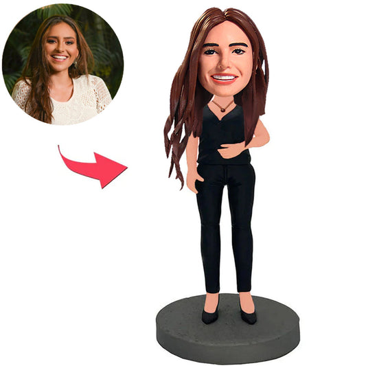 Black Suit Female Custom Bobbleheads