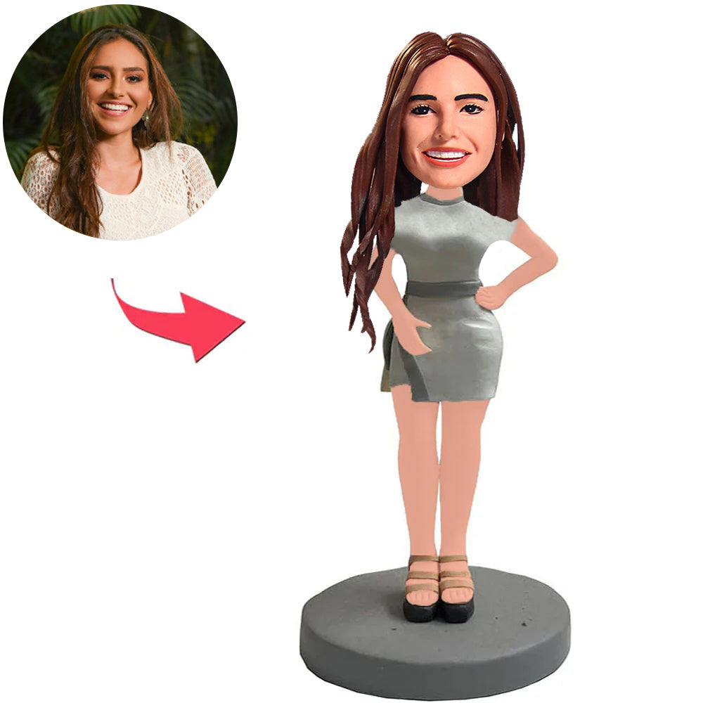 Beautiful Girl in Short Skirt Custom Bobbleheads