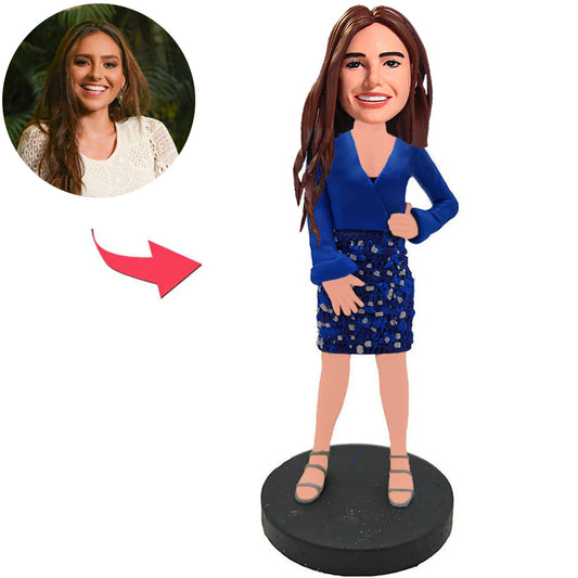 Woman in Blue Suit Custom Bobbleheads
