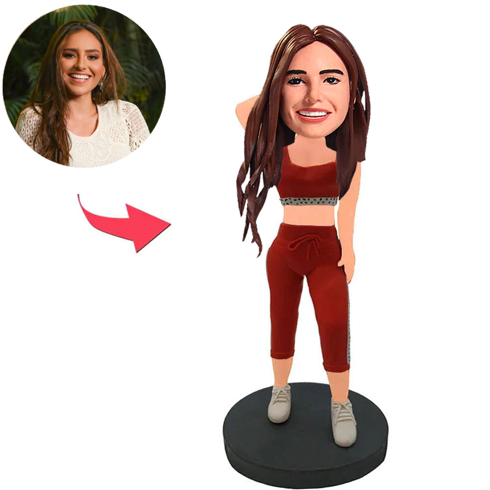 Stylish Woman in Red Suit Custom Bobbleheads