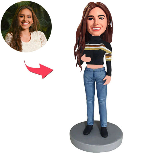 Woman in Sweater Custom Bobbleheads