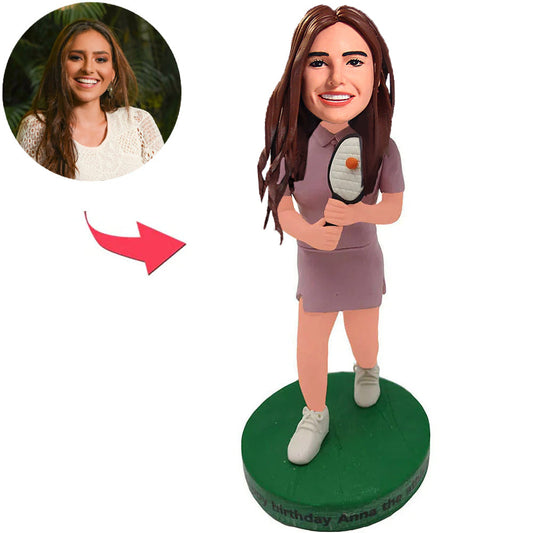 Female Tennis Player Custom Bobbleheads