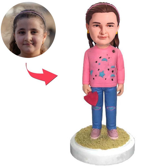 Little Girl Holding Shovel Custom Kid Bobbleheads