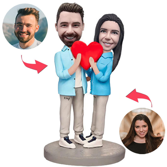 Happy Heart Couple Custom Bobblehead